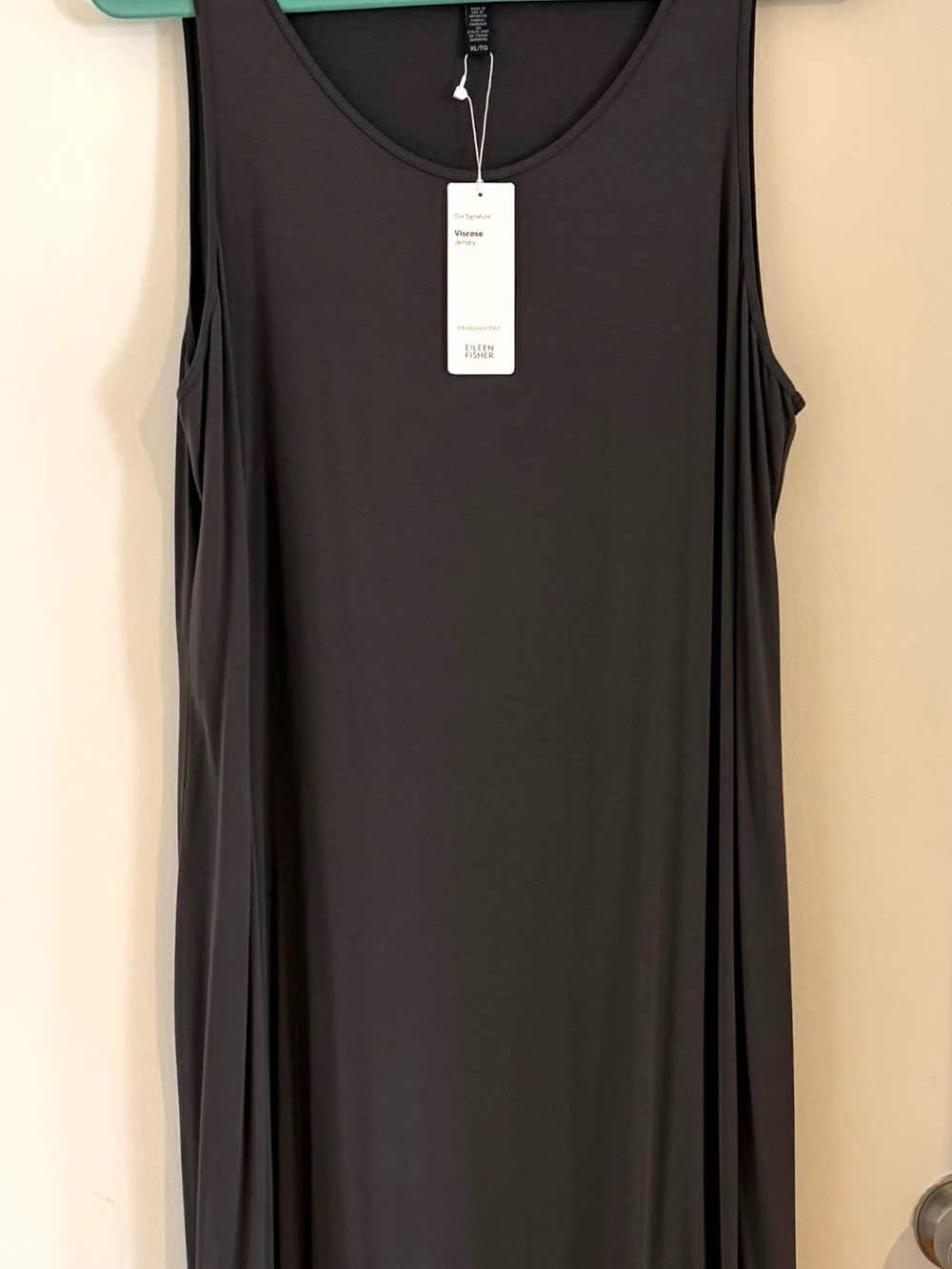 Eileen Fisher Charcoal Gray Sleeveless Viscose Tank Dress NWT Size XL